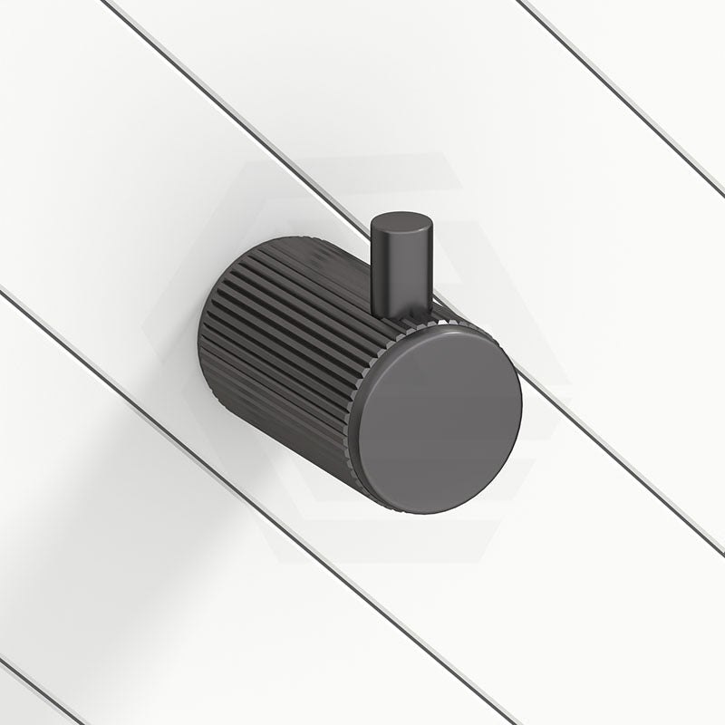 M#6(Gunmetal-Grey) Bella Vista Mica Fluted Stainless Steel Round Robe Hook