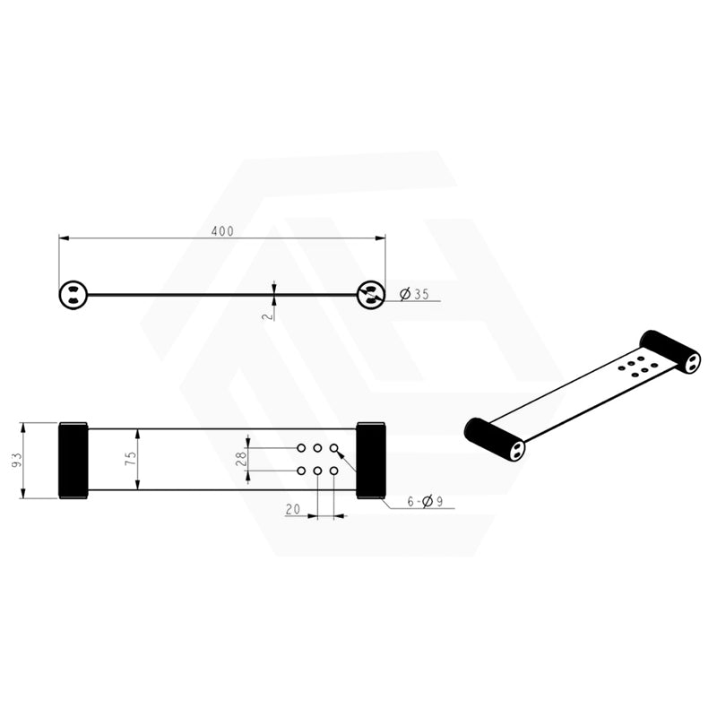 Bella Vista Mica Fluted 400mm Stainless Steel Towel Shelf Variant Colour Available