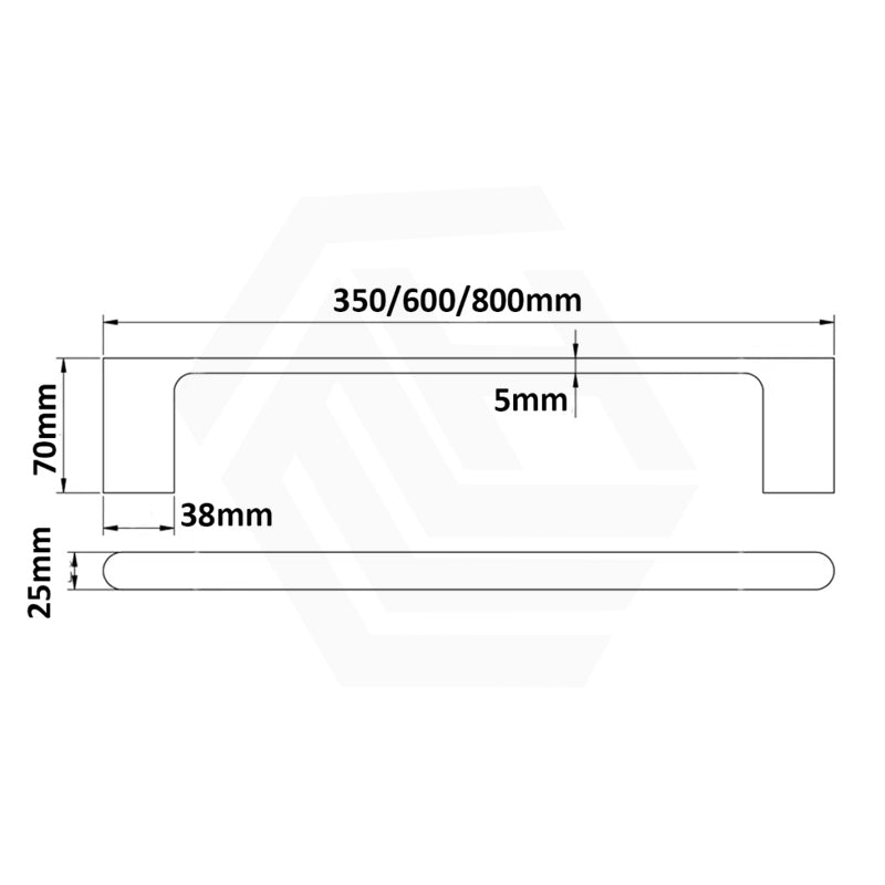 Bella Vista Supra 350/600mm Square Brass Single Towel Rail Variant Colour Available