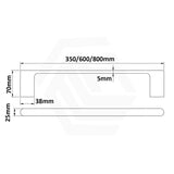 Bella Vista Supra 350/600mm Square Brass Single Towel Rail Variant Colour Available