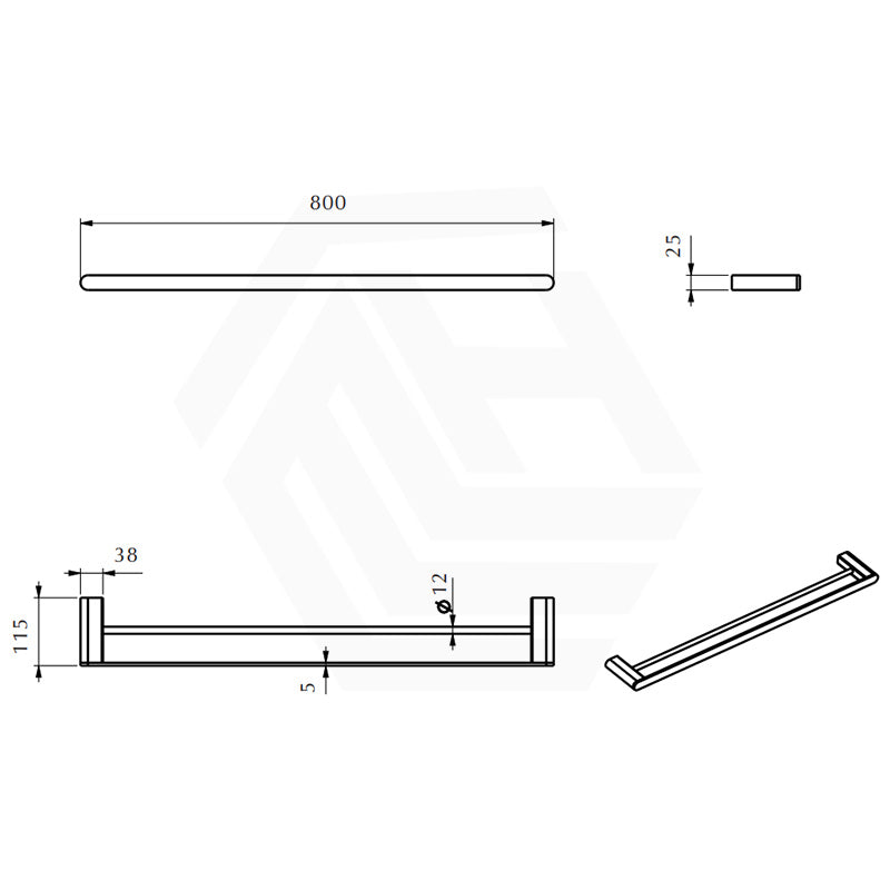 Bella Vista Supra 600/800mm Double Towel Rail Stainless Steel Wall Mounted Variant Colour Available
