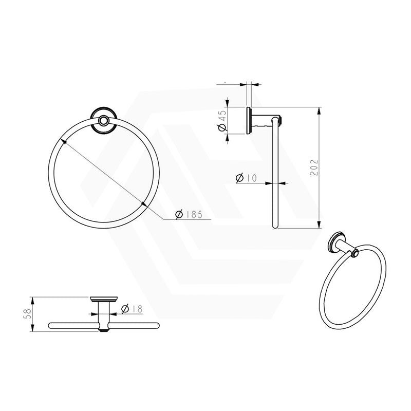 Bella Vista Mica Heritage 200mm Round Hand Towel Ring Stainless Steel Variant Colour Available
