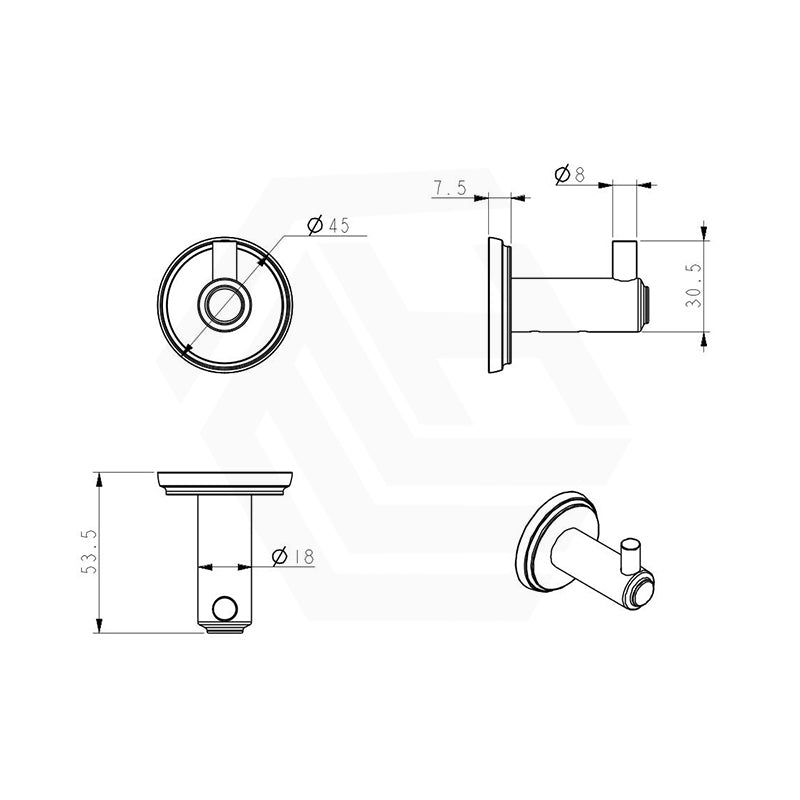 Bella Vista Mica Heritage 55mm Round Robe Hook Stainless Steel Variant Colour Available