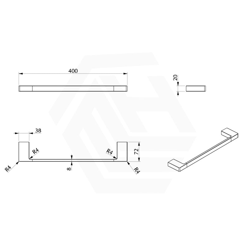 Bella Vista Milos 400/600/800mm Stainless Steel Single Towel Rail - Colour Available