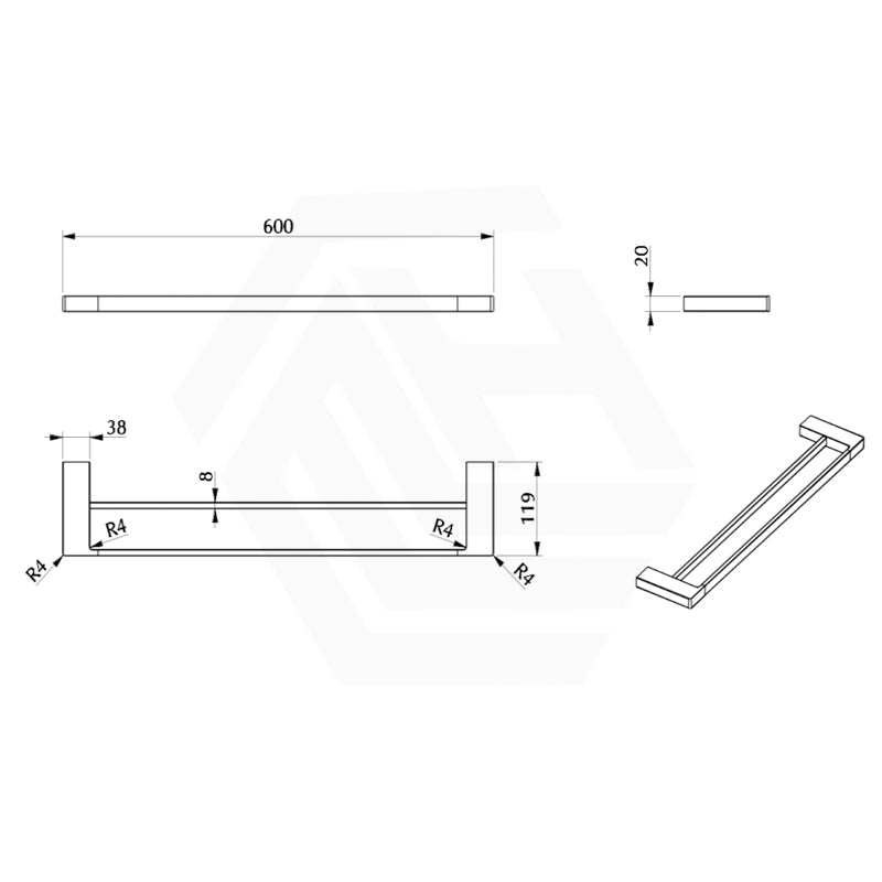 Bella Vista Milos 400/600/800mm Double Towel Rail Stainless Steel - Colour Available