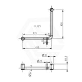 Bella Vista Mica Care 450x450mm Curved 90° Stainless Steel Ambulant Grab Rail Available In Colors