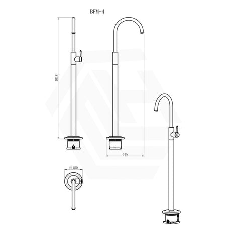 Bella Vista Mica Heritage Stainless Steel Freestanding Bath Spout & Mixer in Various Colours