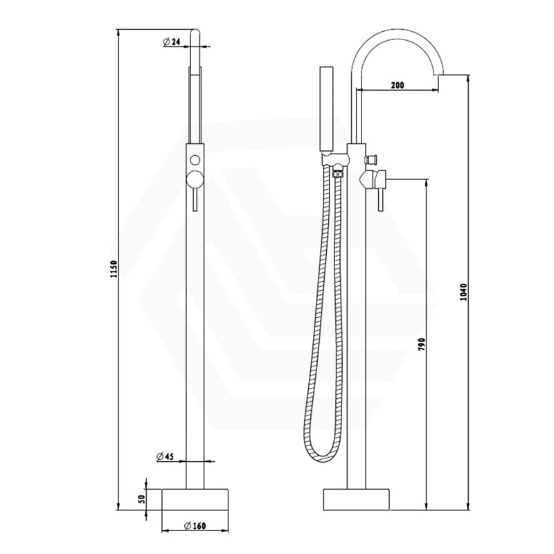 Bella Vista Mica Freestanding Stainless Steel Bath Spout with Mixer and Handheld Shower Set Variant Colours Available
