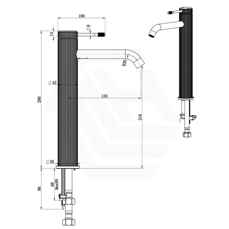 Bella Vista Mica Fluted Stainless Steel Tall Basin Mixer