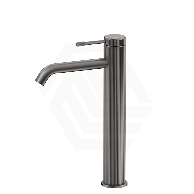 M#6(Gunmetal-Grey) Bella Vista Mica Fluted Stainless Steel Tall Basin Mixer