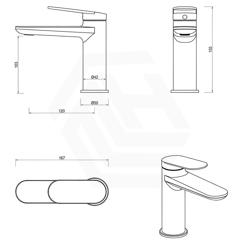 Bella Vista Lantra Solid Brass Short Basin Mixer Straight Spout Variant Colour Available