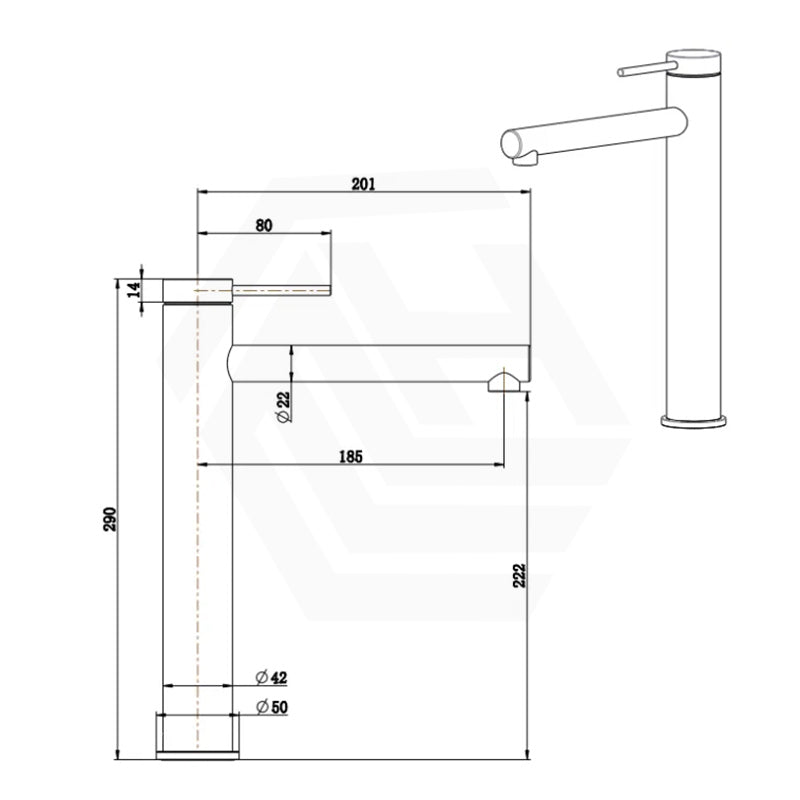 Bella Vista Mica Tall Basin Mixer Stainless Steel Straight Spout Variant Colors Available