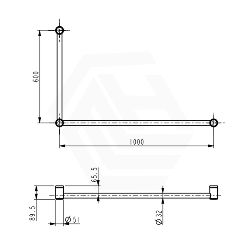 Bella Vista Mica Care 600x1000mm 90° Stainless Steel Grab Rail Variant Color Avaliable