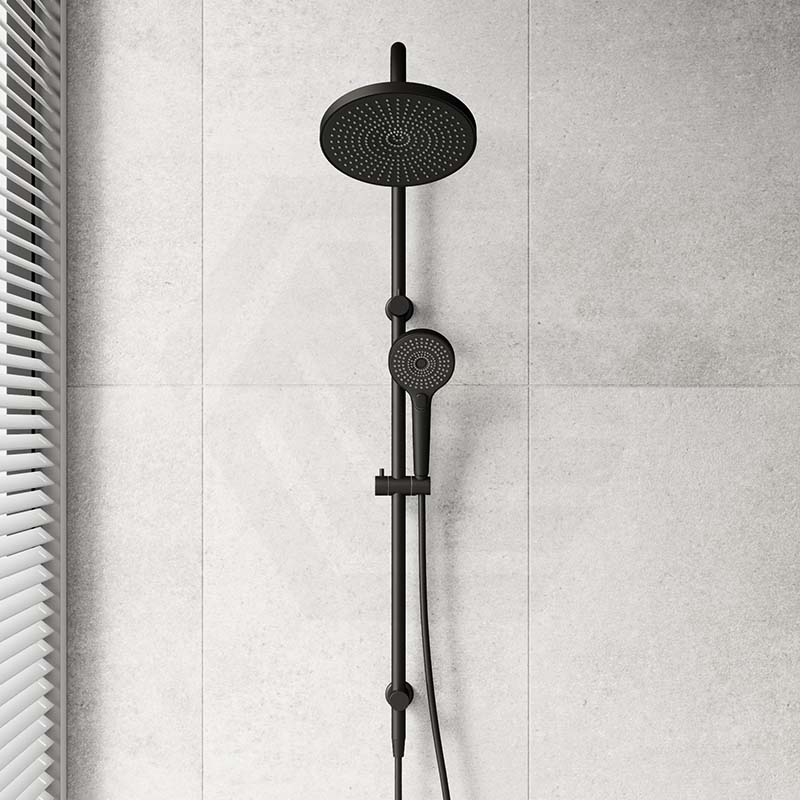 Bella Vista Mica Gooseneck Round Twin Rail Shower Set Variant Colors Available