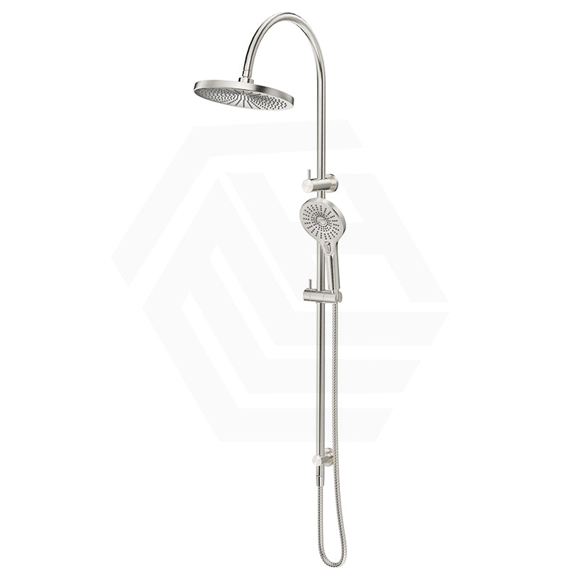Bella Vista Mica Gooseneck Round Twin Rail Shower Set Variant Colors Available