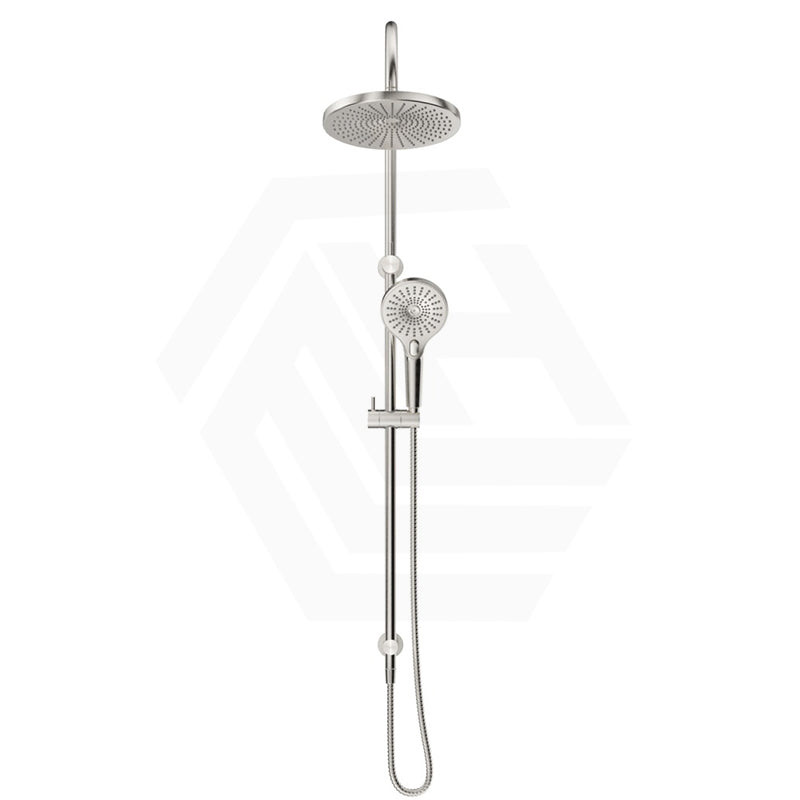 Bella Vista Mica Gooseneck Round Twin Rail Shower Set Variant Colors Available