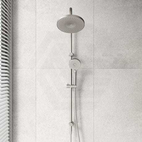 Bella Vista Mica Gooseneck Round Twin Rail Shower Set Variant Colors Available