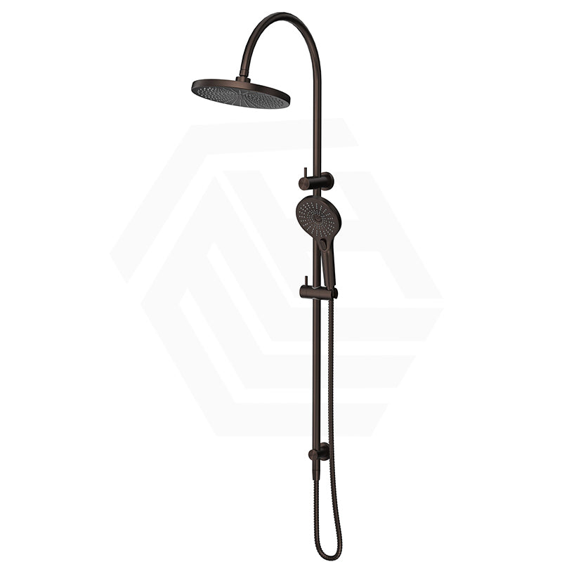 Bella Vista Mica Gooseneck Round Twin Rail Shower Set Variant Colors Available