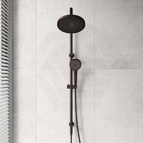 Bella Vista Mica Gooseneck Round Twin Rail Shower Set Variant Colors Available
