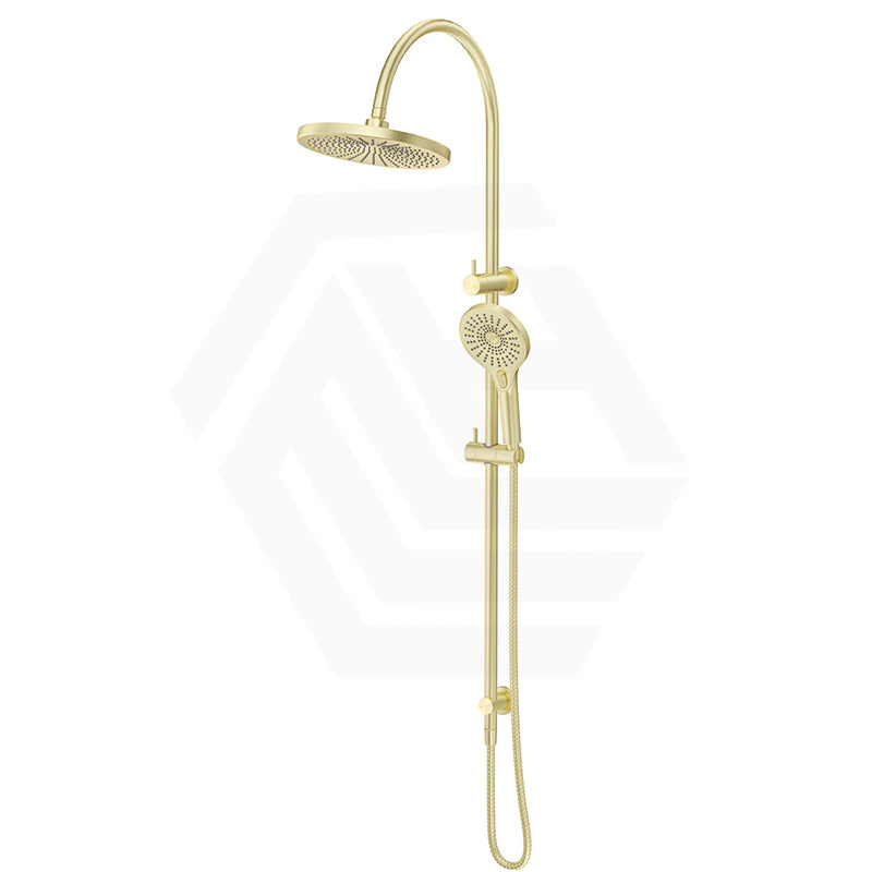 Bella Vista Mica Gooseneck Round Twin Rail Shower Set Variant Colors Available
