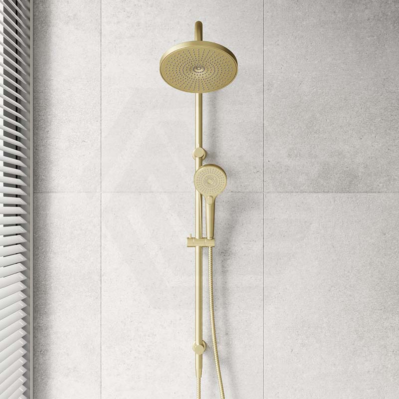 Bella Vista Mica Gooseneck Round Twin Rail Shower Set Variant Colors Available