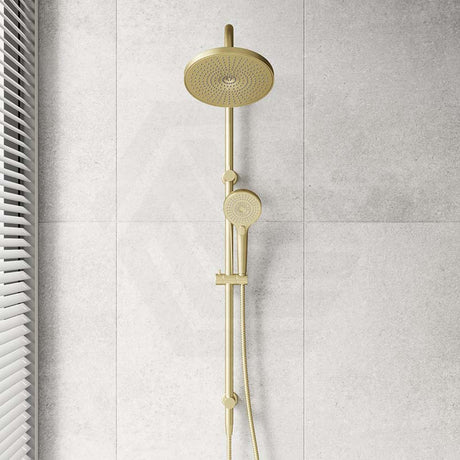 Bella Vista Mica Gooseneck Round Twin Rail Shower Set Variant Colors Available