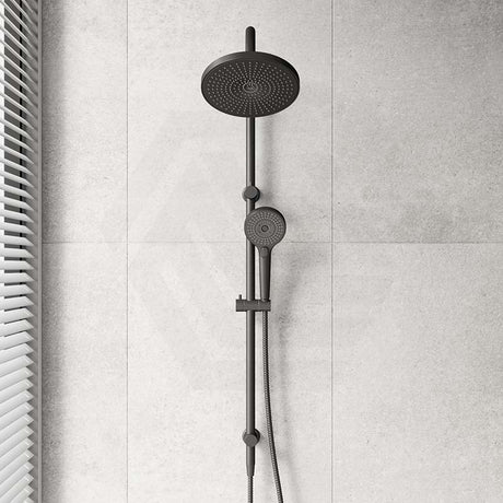 Bella Vista Mica Gooseneck Round Twin Rail Shower Set Variant Colors Available