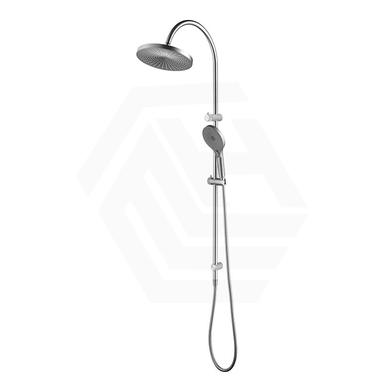 Bella Vista Mica Stainless Steel Fluted Gooseneck Twin Shower Set 3 Functions In Various Colours