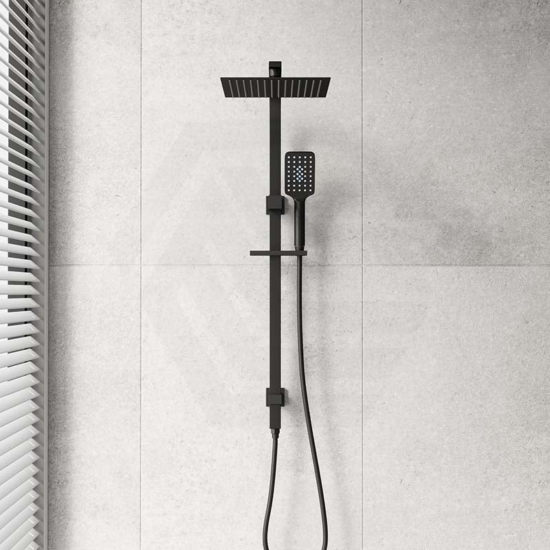 Matt Black Bella Vista Cresta Square Twin Shower Set