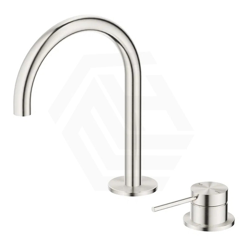 Bella Vista Mica Gooseneck Stainless Steel Hob Mounted Basin Mixer Tap Set Available In Colors