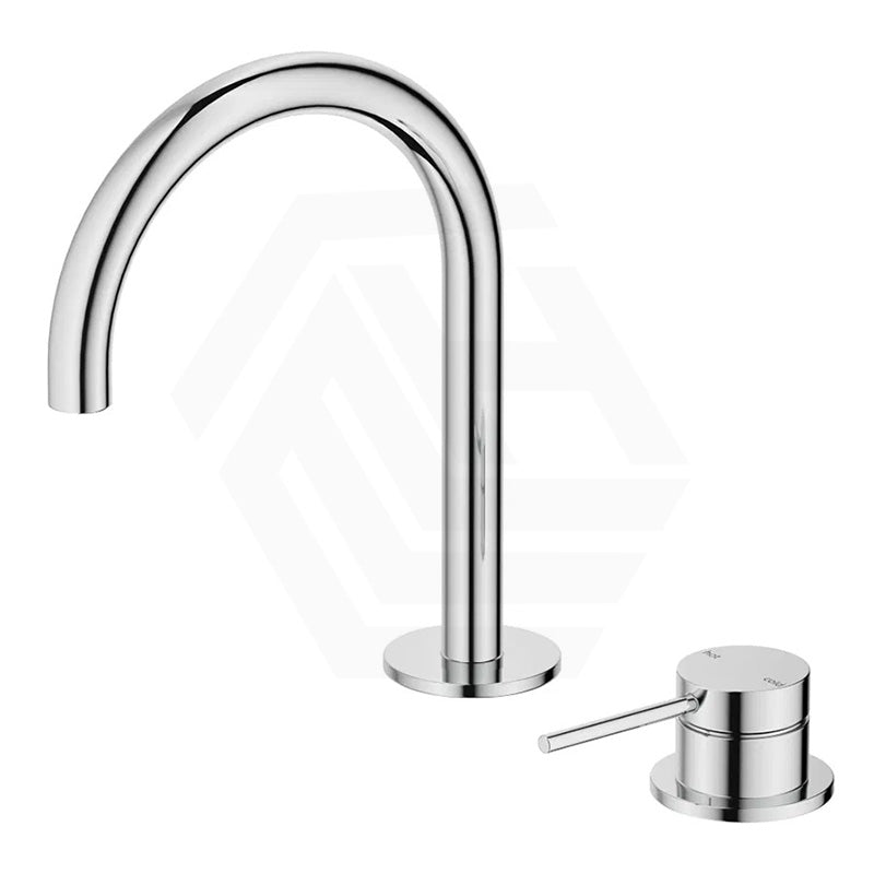 Bella Vista Mica Gooseneck Stainless Steel Hob Mounted Basin Mixer Tap Set Available In Colors