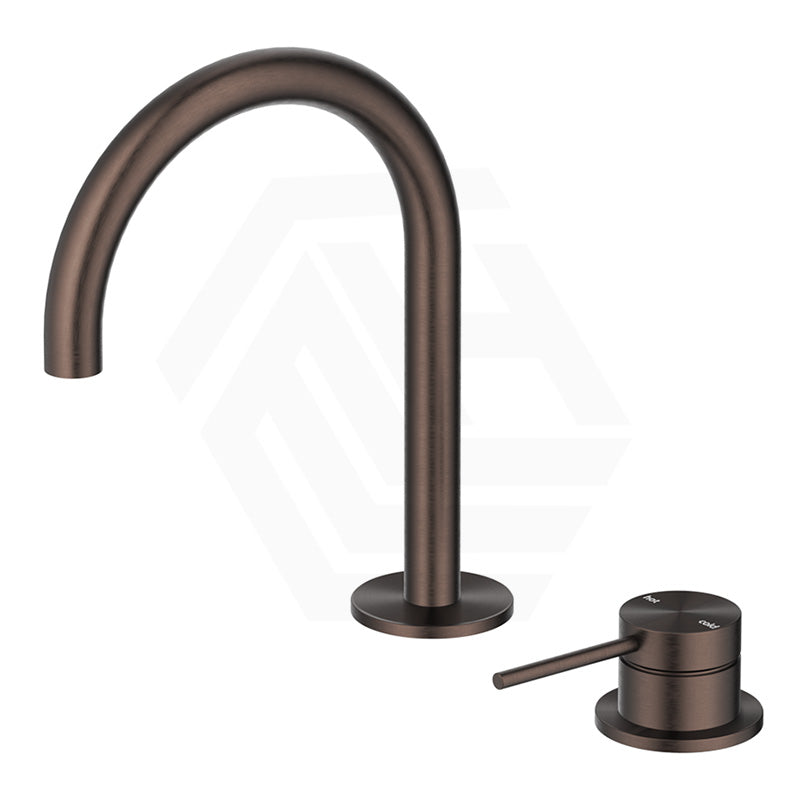 Bella Vista Mica Gooseneck Stainless Steel Hob Mounted Basin Mixer Tap Set Available In Colors