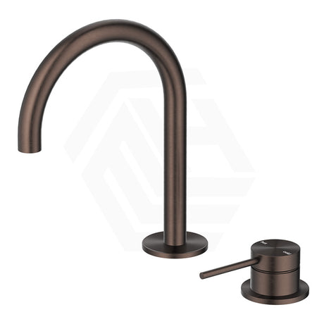 Bella Vista Mica Gooseneck Stainless Steel Hob Mounted Basin Mixer Tap Set Available In Colors