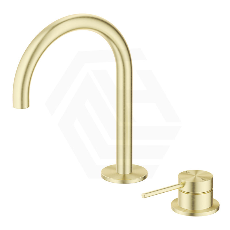 Bella Vista Mica Gooseneck Stainless Steel Hob Mounted Basin Mixer Tap Set Available In Colors