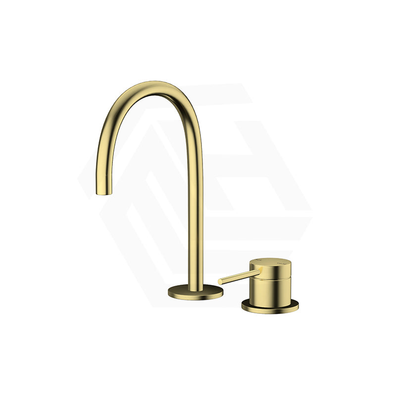 Bella Vista Mica Gooseneck Stainless Steel Hob Mounted Basin Mixer Tap Set Available In Colors