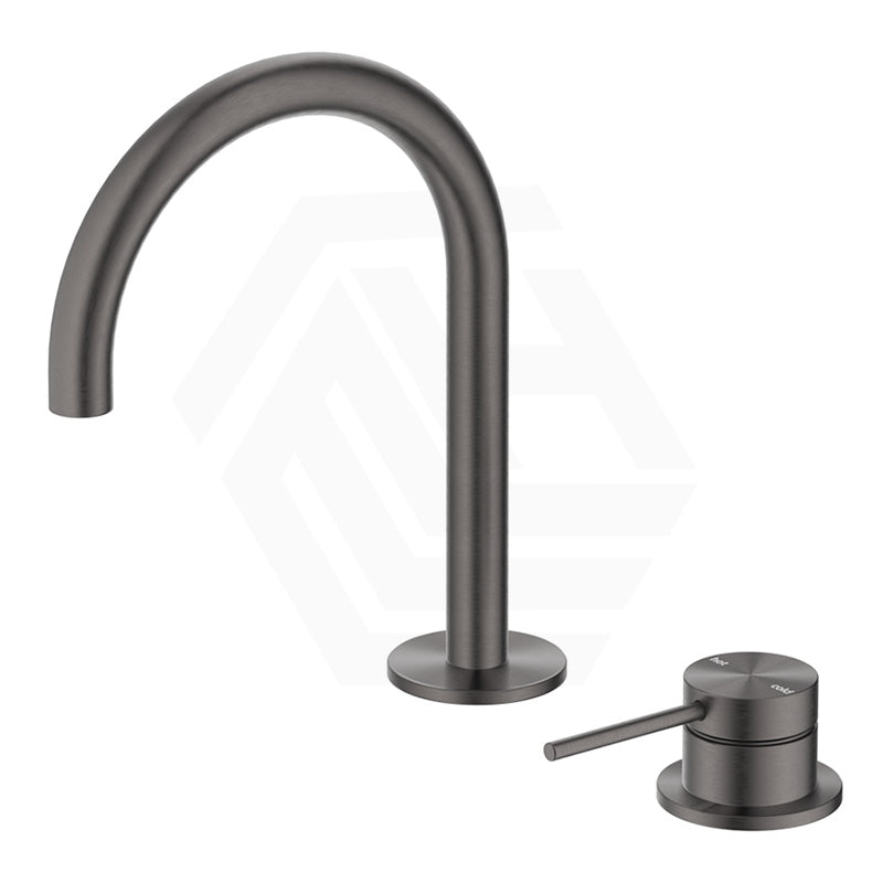 Bella Vista Mica Gooseneck Stainless Steel Hob Mounted Basin Mixer Tap Set Available In Colors