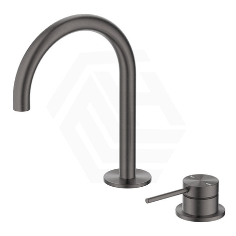 Bella Vista Mica Gooseneck Stainless Steel Hob Mounted Basin Mixer Tap Set Available In Colors