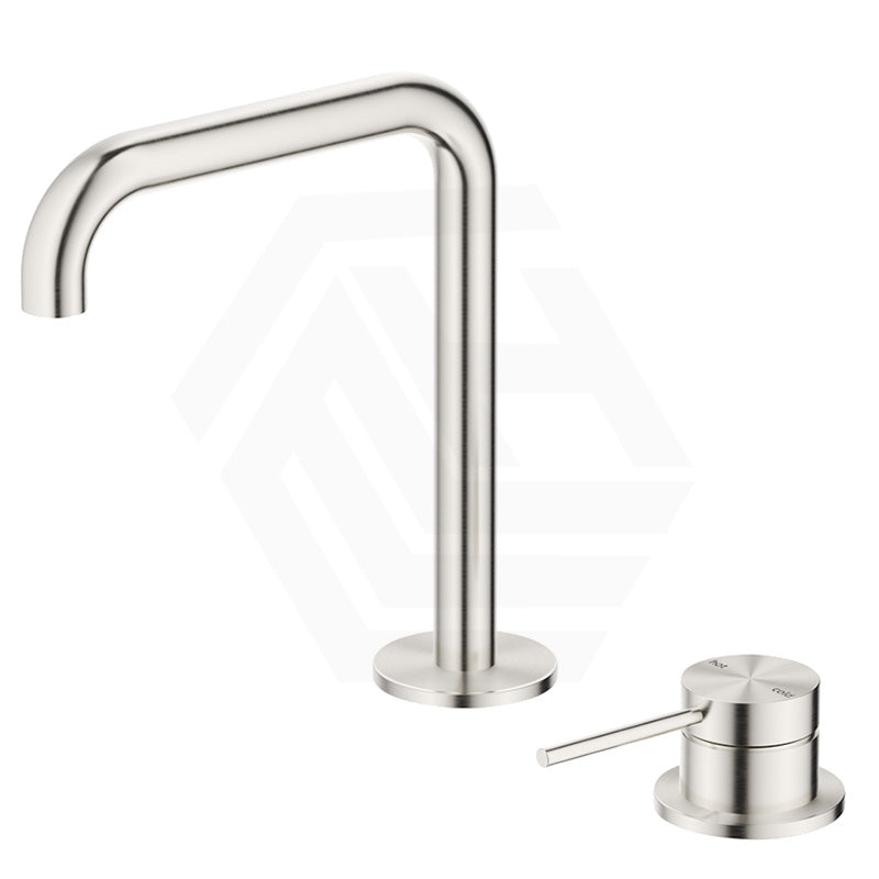 Bella Vista Mica Soft-Square Stainless Steel Hob Mounted Bath/Basin Mixer Tap Set Available In Colors