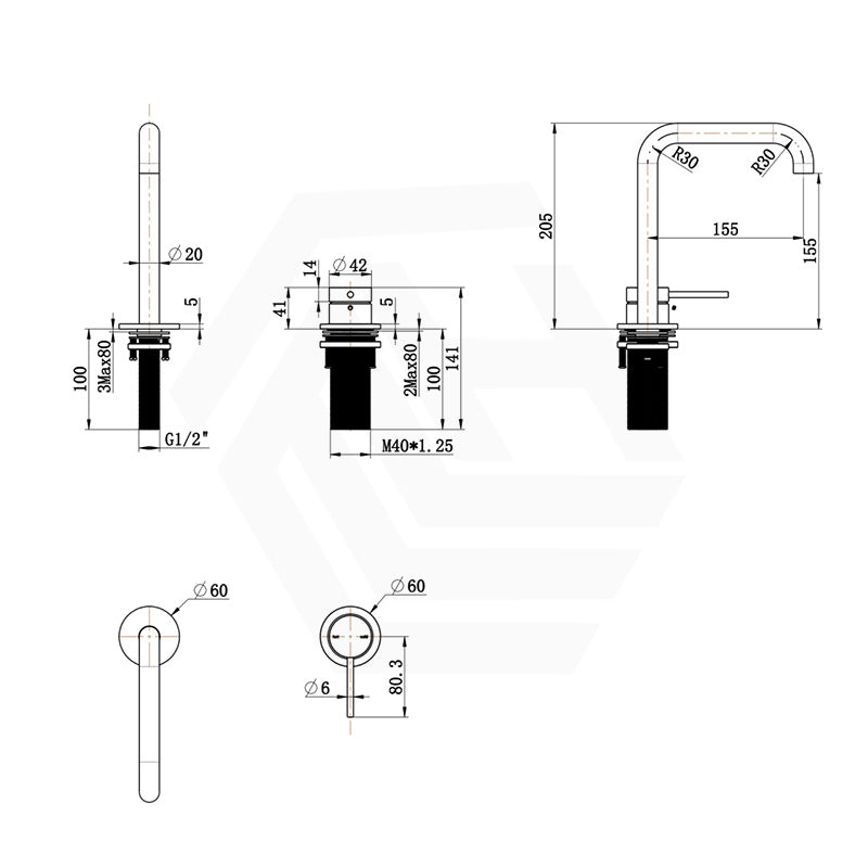 Bella Vista Mica Soft-Square Stainless Steel Hob Mounted Bath/Basin Mixer Tap Set Available In Colors