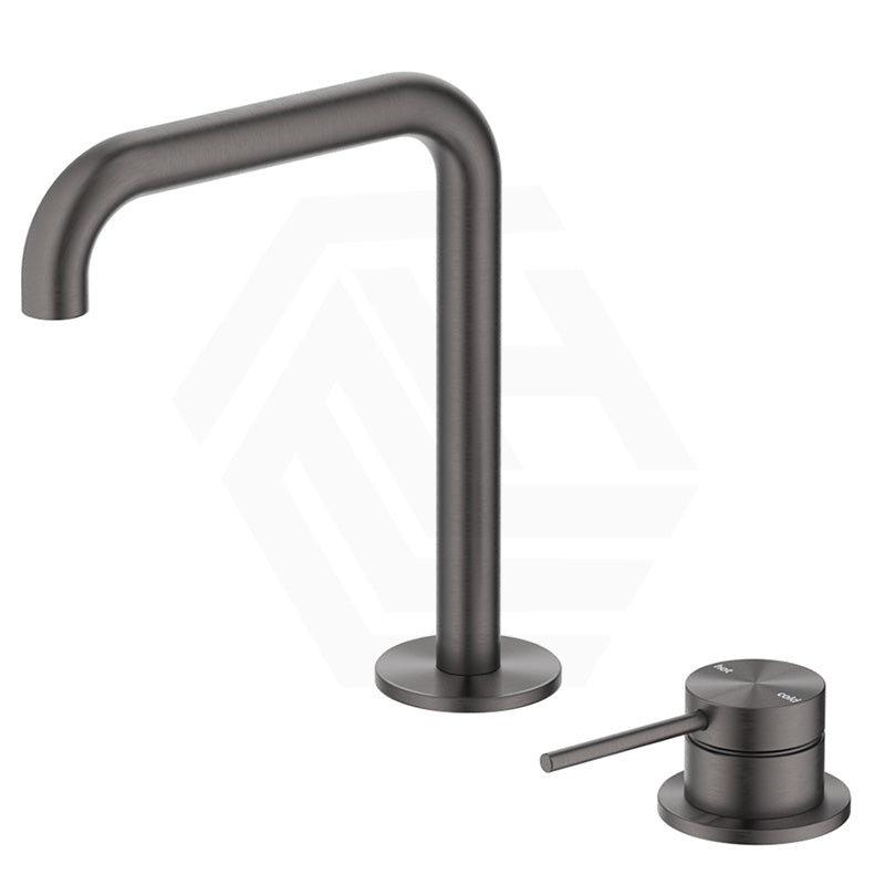Bella Vista Mica Soft-Square Stainless Steel Hob Mounted Bath/Basin Mixer Tap Set Available In Colors