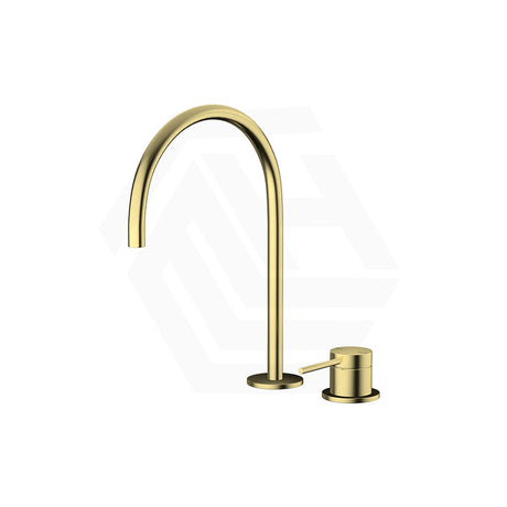 Bella Vista Mica Gooseneck Stainless Steel Hob Mounted Sink/Basin Mixer Tap Set Available In Colors
