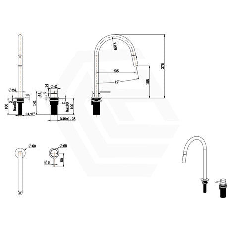 Bella Vista Mica Stainless Steel Pull-Out Kitchen Hob Mounted Mixer Tap Set Available In Colors
