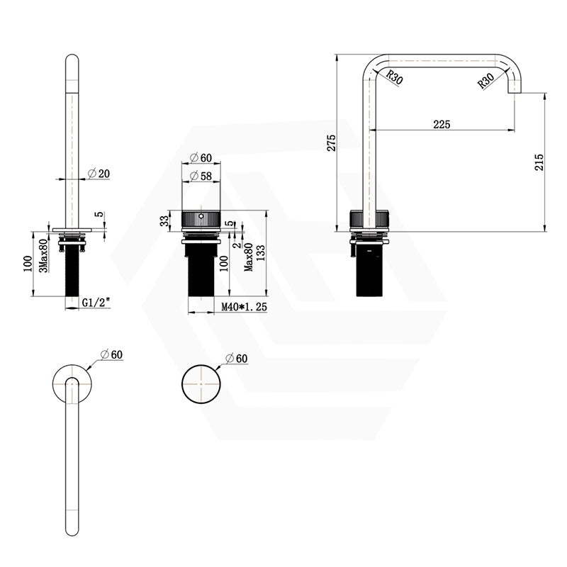 Bella Vista Mica Fluted Stainless Steel Hob Mounted Sink/Basin Tap Set Variant Colour Available