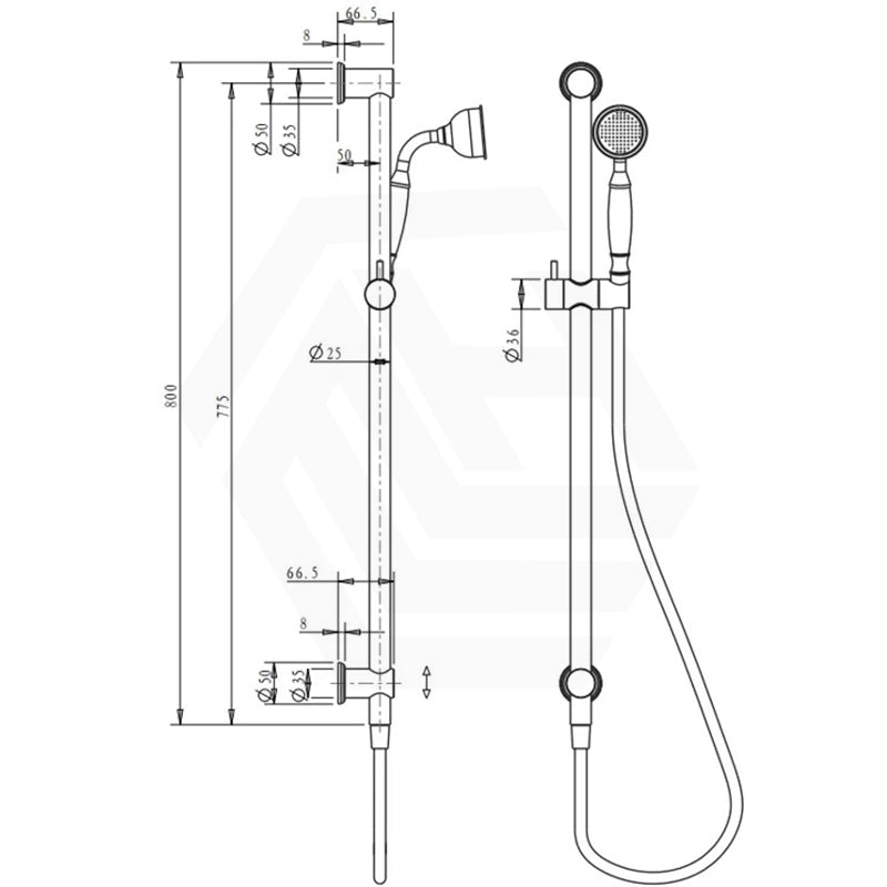 Bella Vista Mica Heritage Sliding Shower Rail with 1 Function Handheld Shower Set Variant Colors Available