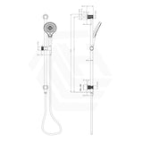 Bella Vista Mica Fluted Shower Rail with Handheld Set Inbuilt Inlet Stainless Variant Colour Available