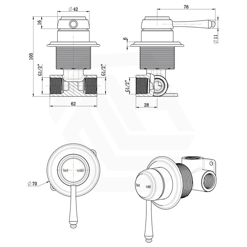 Bella Vista Mica Heritage Stainless Steel Shower/Bath Wall Mixer Trim Kits Only Variant Color Available