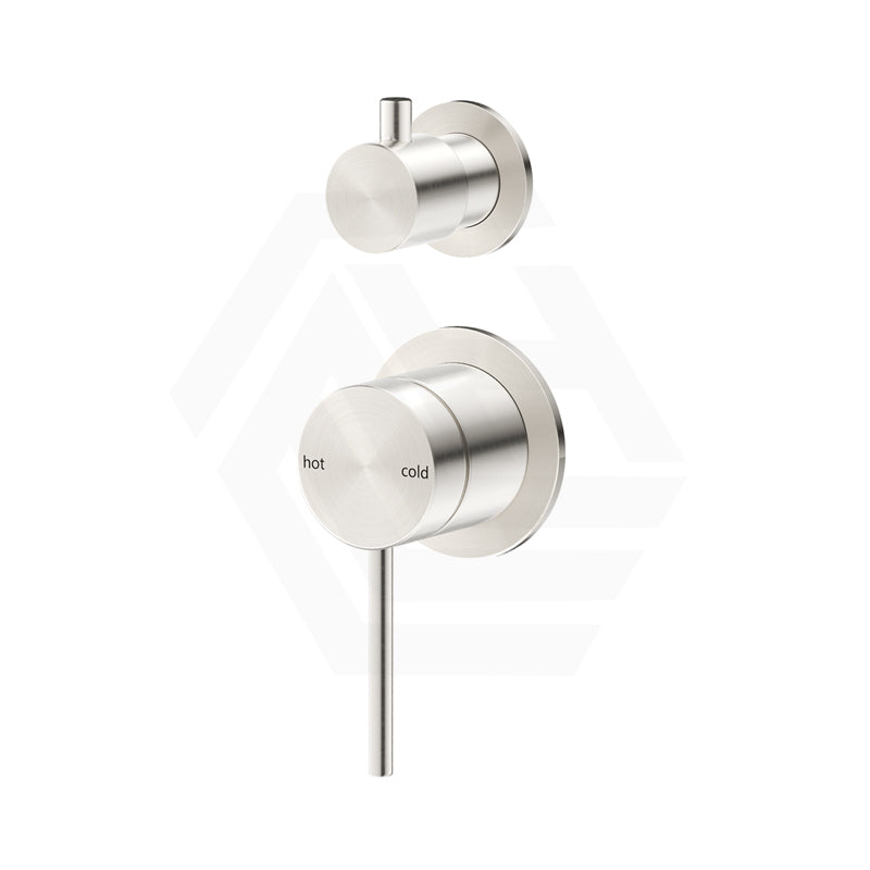 Bella Vista Mica Stainless Steel Shower Wall Diverter Mixer with Separate Round Plates Brushed Nickel