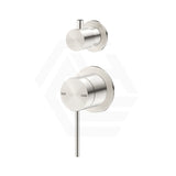 Bella Vista Mica Stainless Steel Shower Wall Diverter Mixer with Separate Round Plates Brushed Nickel