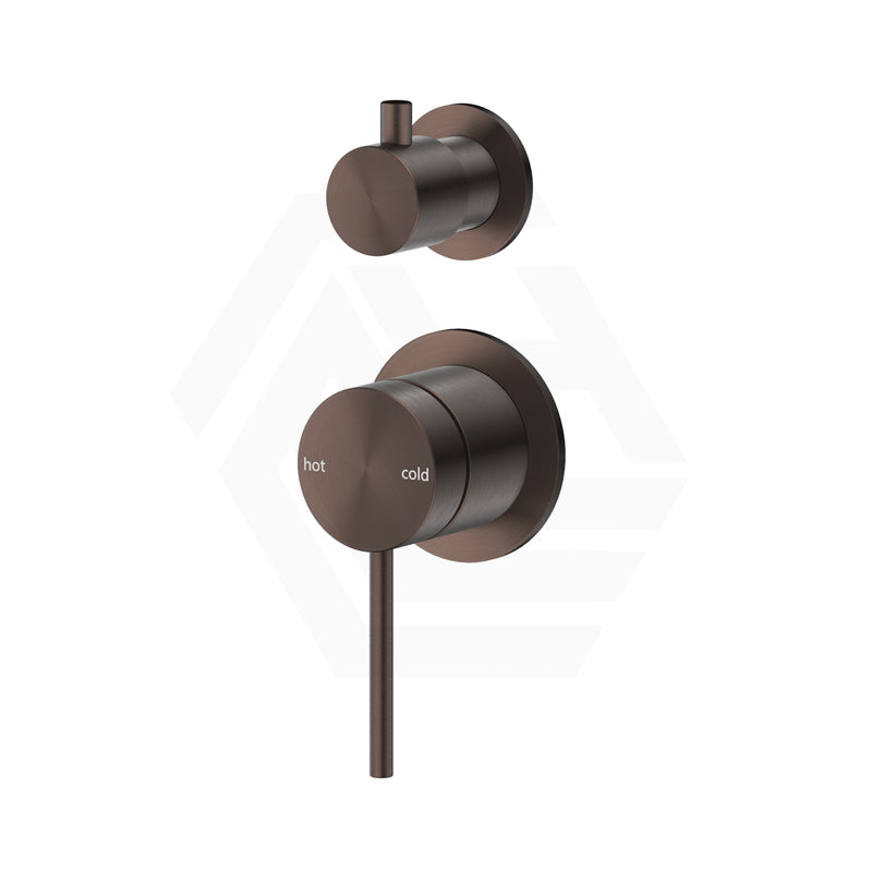 Bella Vista Mica Stainless Steel Shower Wall Diverter Mixer with Separate Round Plates Dusk Bronze