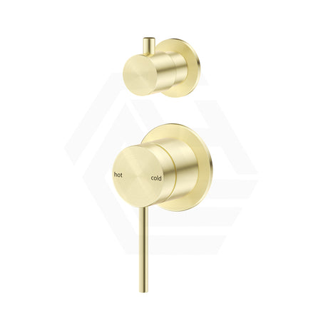 Bella Vista Mica Stainless Steel Shower Wall Diverter Mixer with Separate Round Plates Brushed Gold